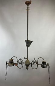 Antique 2 Arm Gas Lamp Hanging Fixture