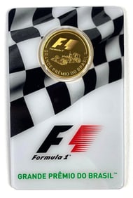 2016 Solomon Islands $25 Formula 1 Grande Premio Do Brazil 1/4oz .999 Gold Coin