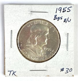 1955 US $0.50 Franklin Silver Half-Dollar