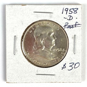 1958-D US $0.50 Franklin Silver Half-Dollar