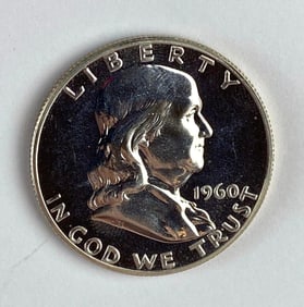 1960 Proof US $0.50 Franklin Silver Half-Dollar