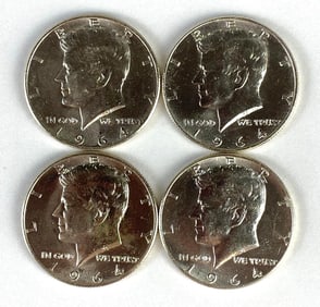 Group of 4 1964 US Kennedy Silver Half-Dollars
