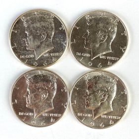Group of 4 1964 US Kennedy Silver Half-Dollars