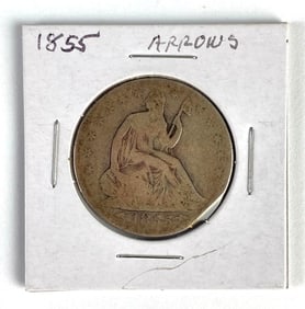 1855 US Seated Liberty Silver Half Dollar