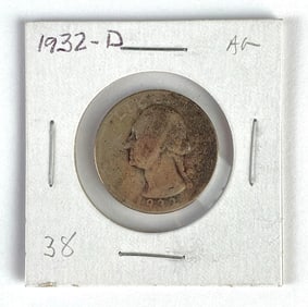 KEY DATE 1932-D US Washington Silver Quarter