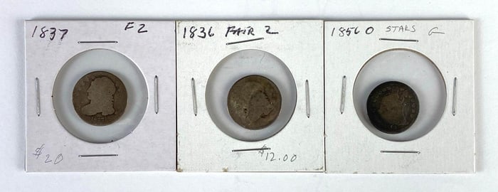 Group of 3 1800s US Silver Dimes