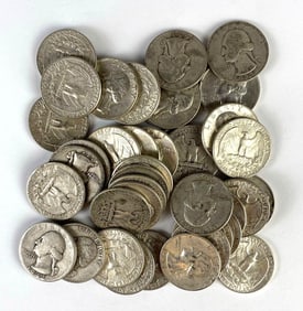 Group of 40 US Washington Silver Quarters