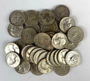 Group of 40 US Washington Silver Quarters