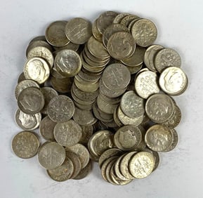 Group of 100 1964 US Roosevelt Silver Dimes