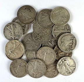 Group of 20 US Walking Liberty Silver Half-Dollars
