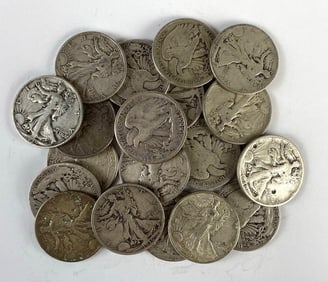 Group of 20 US Walking Liberty Silver Half-Dollars