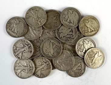 Group of 20 US Walking Liberty Silver Half-Dollars