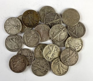 Group of 20 US Walking Liberty Silver Half-Dollars
