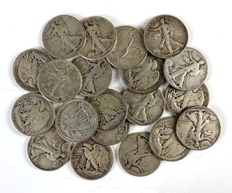 Group of 20 US Walking Liberty Silver Half-Dollars
