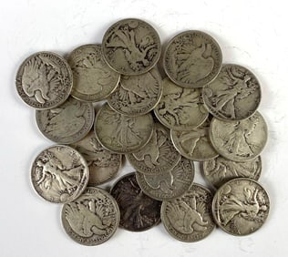Group of 20 US Walking Liberty Silver Half-Dollars