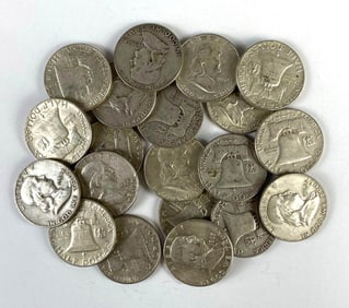 Group of 20 US Franklin Silver Half-Dollars