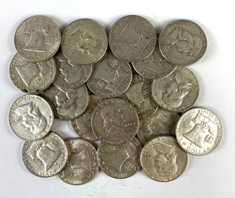 Group of 20 US Franklin Silver Half-Dollars