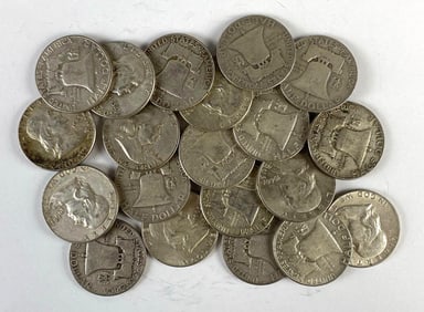 Group of 20 US Franklin Silver Half-Dollars