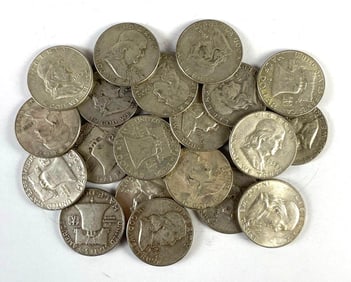 Group of 20 US Franklin Silver Half-Dollars
