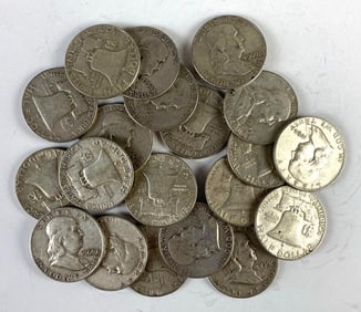 Group of 20 US Franklin Silver Half-Dollars