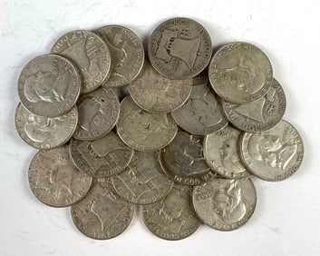Group of 20 US Franklin Silver Half-Dollars
