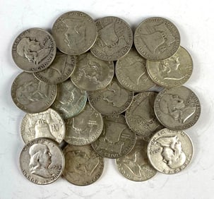 Group of 20 US Franklin Silver Half-Dollars