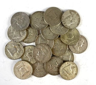 Group of 20 US Franklin Silver Half-Dollars
