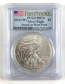 PCGS Graded 2014W US $1 American Silver Eagle MS70
