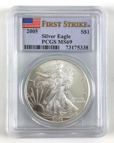 PCGS Graded 2005 US $1 American Silver Eagle MS69