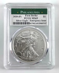 PCGS Graded 2020P US $1 American Silver Eagle MS69