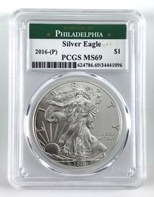 PCGS Graded 2016P US $1 American Silver Eagle MS69