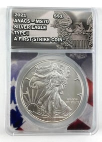 ANACS Graded 2021 US $1 American Silver Eagle MS70