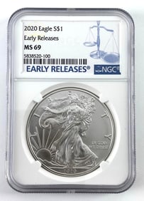 NGC Graded 2020 US $1 American Silver Eagle MS69