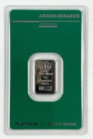 Argor-Heraeus 5 Gram .999 Platinum Ingot/ Bar