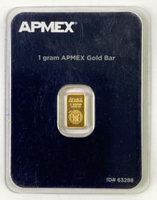 APMEX 1 Gram .999 Fine Gold Ingot/ Bar