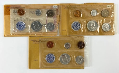 Group of 3 1962 Philadelphia Mint US Proof Coin Sets