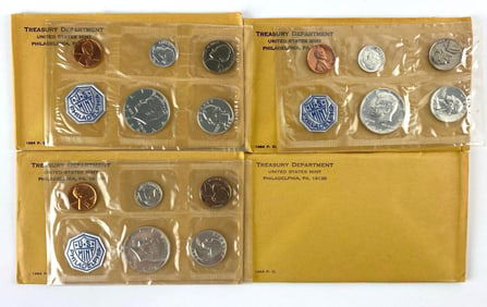 Group of 4 1964 Philadelphia Mint US Proof Coin Sets