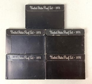 Group of 5 1974 Mint US Proof Coin Sets