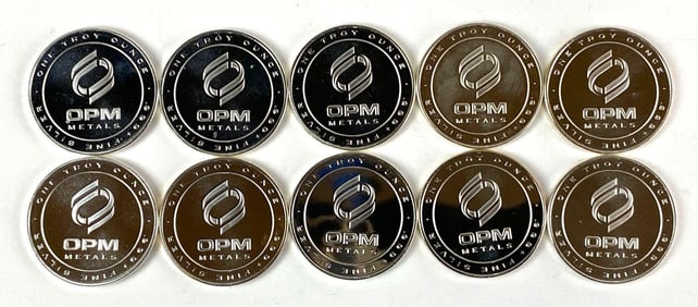 Group of 10 OPM Metal 1 oz .999 Fine Silver Rounds
