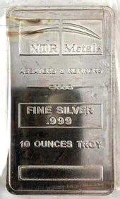 NTR Metals 10 oz .999 Fine Silver Ingot/Bar
