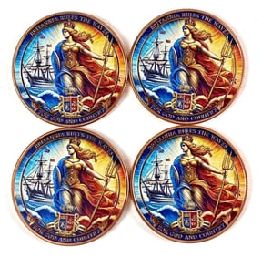 Group of 4 Colorized Britannia Rules the Waves 1 oz .999 Fine Copper Rounds
