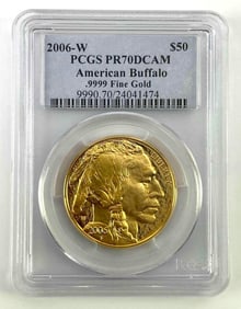 PCGS Graded 2006 W $50 US 1 oz .9999 Fine Gold Buffalo Gold Coin PR70