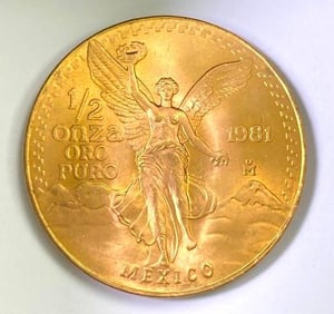 1981 Mexico Libertad 1/2 oz .999 Gold Coin