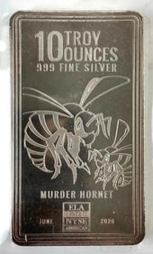 2020 Envela Corporation Murder Hornet 10 oz .999 Fine Silver Ingot/Bar