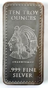 Cuauhtemoc 10 oz .999 Fine Silver Ingot/ Bar