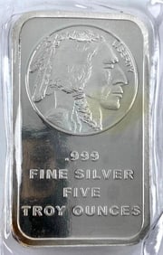Silvertowne Buffalo 5 oz .999 Fine Silver Ingot/ Bar