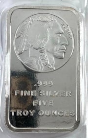 Silvertowne Buffalo 5 oz .999 Fine Silver Ingot/ Bar