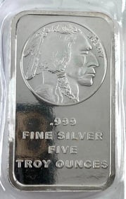 Silvertowne Buffalo 5 oz .999 Fine Silver Ingot/ Bar