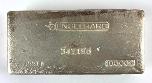 RARE Early BULLSEYE Engelhard 100 oz .999 Silver Ingot/ Bar