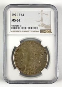 1921-S NGC Graded MS 64 US Morgan Silver Dollar